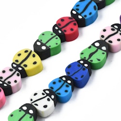 Polymerlerpärlor, Nyckelpiga, Colorful, 38-40st