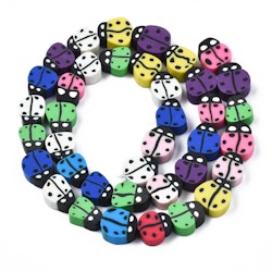 Polymerlerpärlor, Nyckelpiga, Colorful, 38-40st