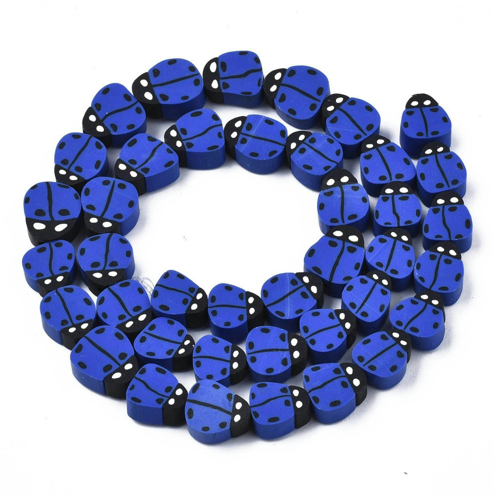 Polymerlerpärlor, Nyckelpiga, Medium Blue, 38-40st