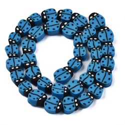 Polymerlerpärlor, Nyckelpiga, Steel Blue, 38-40st