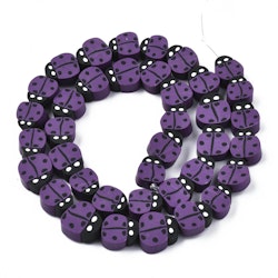 Polymerlerpärlor, Nyckelpiga, Purple, 38-40st