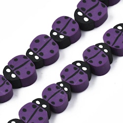 Polymerlerpärlor, Nyckelpiga, Purple, 38-40st