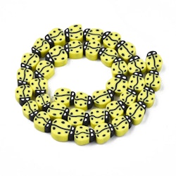 Polymerlerpärlor, Nyckelpiga, Yellow, 38-40st