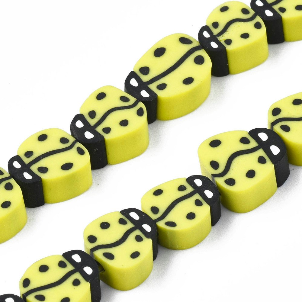 Polymerlerpärlor, Nyckelpiga, Yellow, 38-40st
