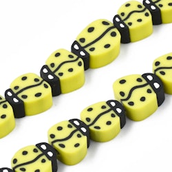 Polymerlerpärlor, Nyckelpiga, Yellow, 38-40st