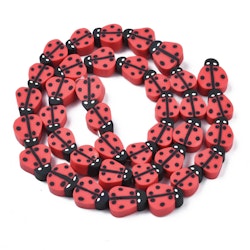 Polymerlerpärlor, Nyckelpiga, Red, 38-40st