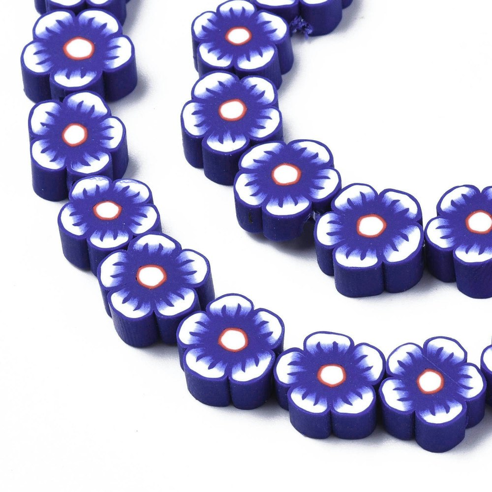 Polymerlerpärlor, Blommor, Dark Slate Blue, 38-40st