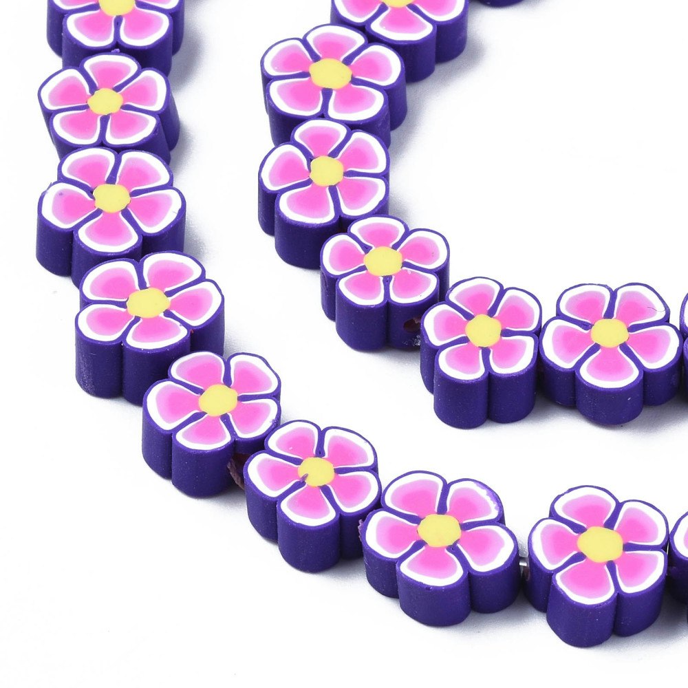 Polymerlerpärlor, Blommor, Violet, 38-40st