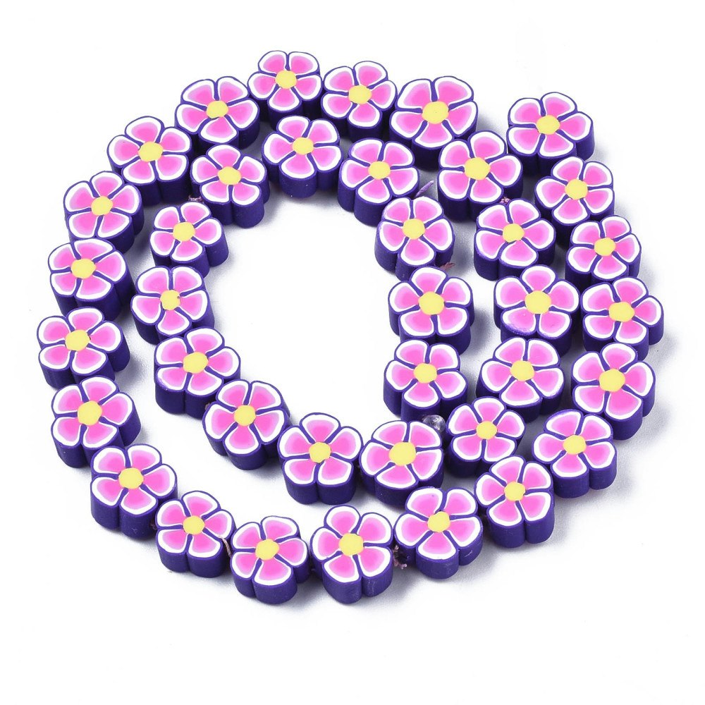 Polymerlerpärlor, Blommor, Violet, 38-40st