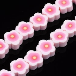 Polymerlerpärlor, Blommor, Pink, 38-40st