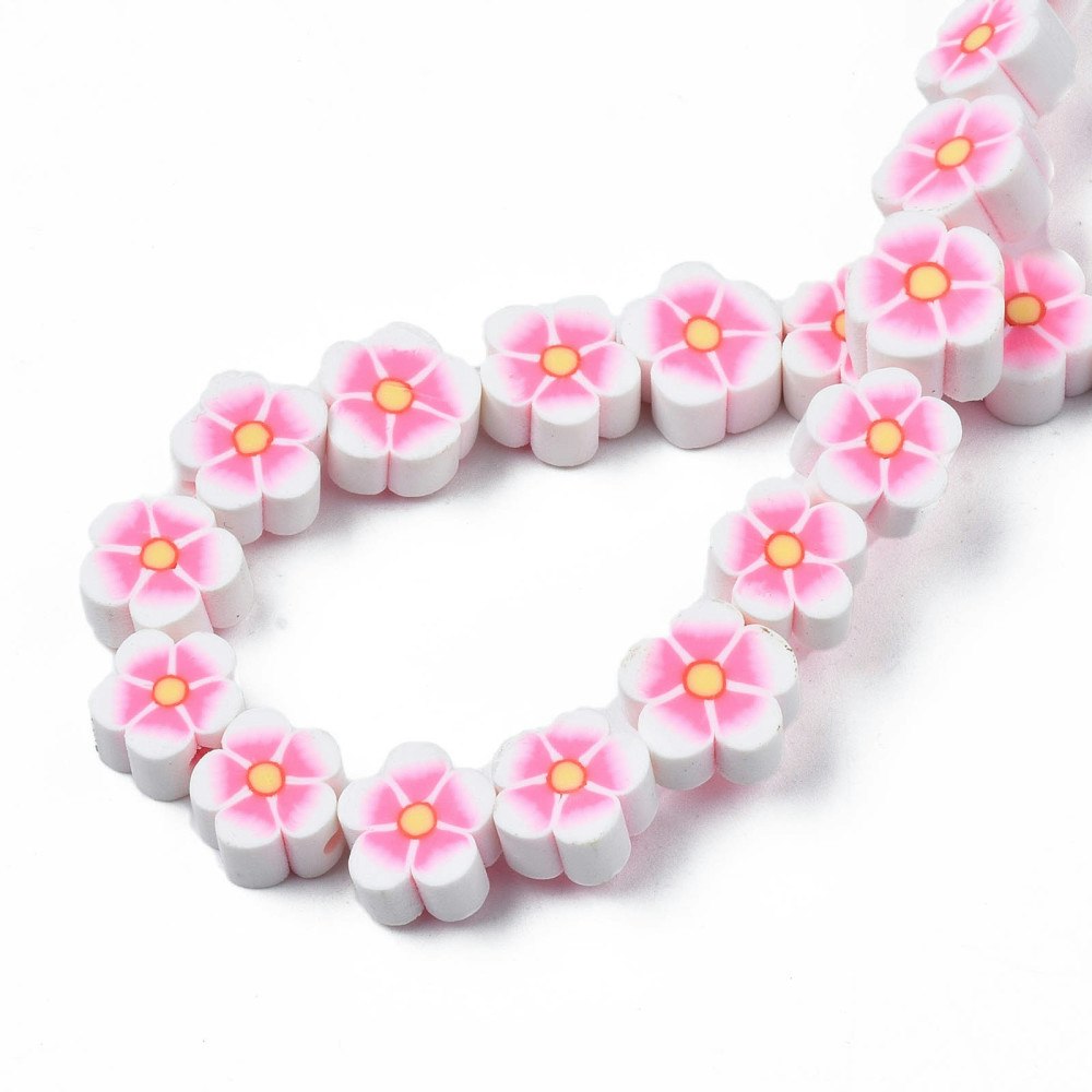 Polymerlerpärlor, Blommor, Pearl Pink, 38-40st