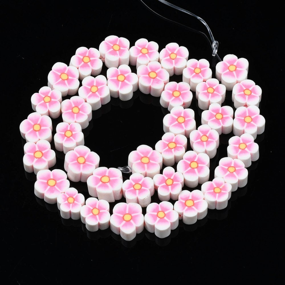 Polymerlerpärlor, Blommor, Pearl Pink, 38-40st