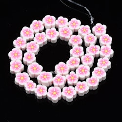 Polymerlerpärlor, Blommor, Pearl Pink, 38-40st