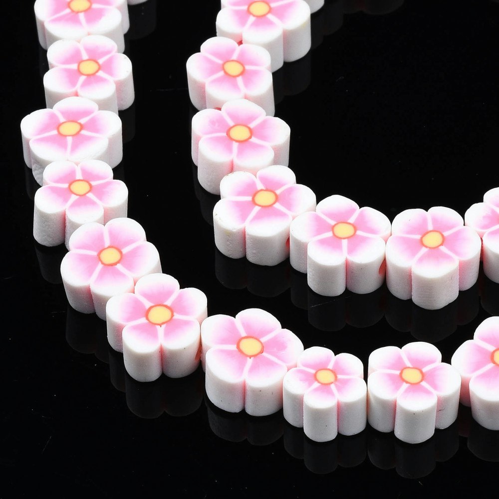 Polymerlerpärlor, Blommor, Pearl Pink, 38-40st