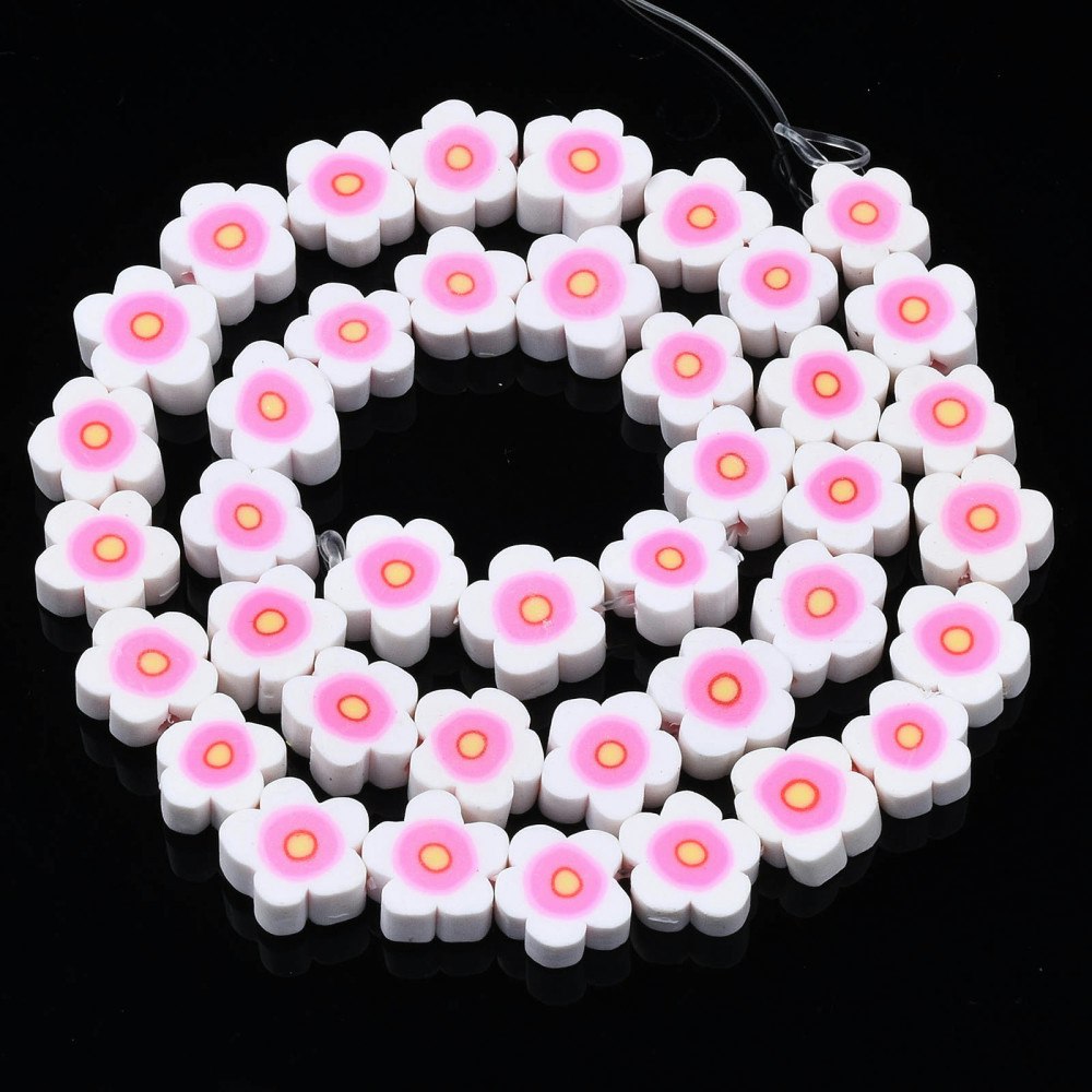 Polymerlerpärlor, Blommor, Pearl Pink, 38-40st