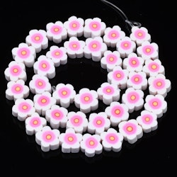 Polymerlerpärlor, Blommor, Pearl Pink, 38-40st