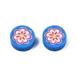 Polymerlerpärlor, Blomma, Dodger Blue, 50 Stycken