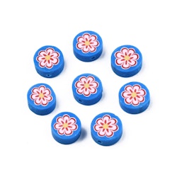 Polymerlerpärlor, Blomma, Dodger Blue, 50 Stycken