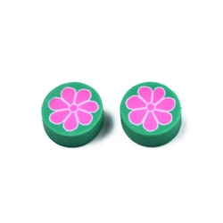 Polymerlerpärlor, Blomma, Sea Green, 50 Stycken