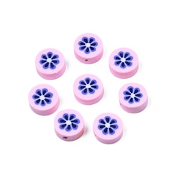 Polymerlerpärlor, Blomma, Pink, 50 Stycken