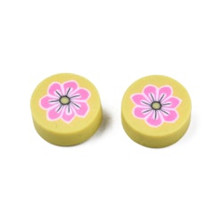 Polymerlerpärlor, Blomma, Yellow, 50 Stycken