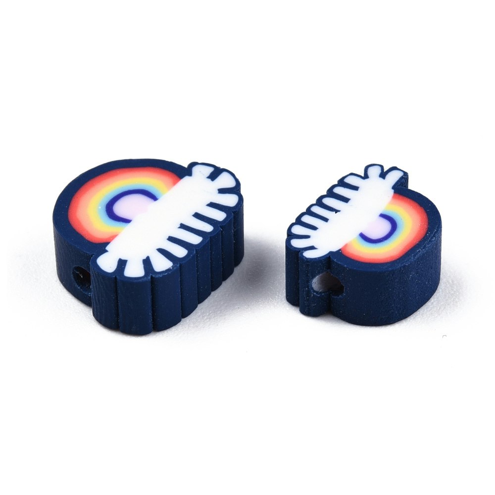 Polymerlerpärlor, Regnbåge, Prussian Blue, 50 Stycken