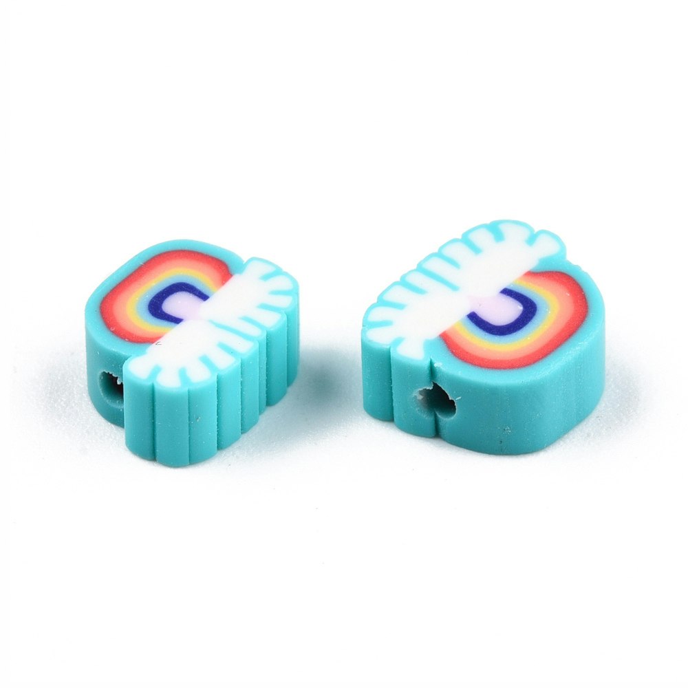 Polymerlerpärlor, Regnbåge, Turquoise, 50 Stycken