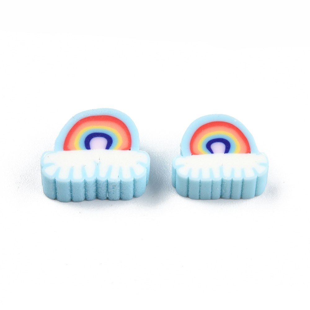 Polymerlerpärlor, Regnbåge, Sky Blue, 50 Stycken