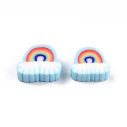 Polymerlerpärlor, Regnbåge, Sky Blue, 50 Stycken
