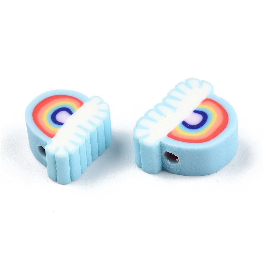 Polymerlerpärlor, Regnbåge, Sky Blue, 50 Stycken