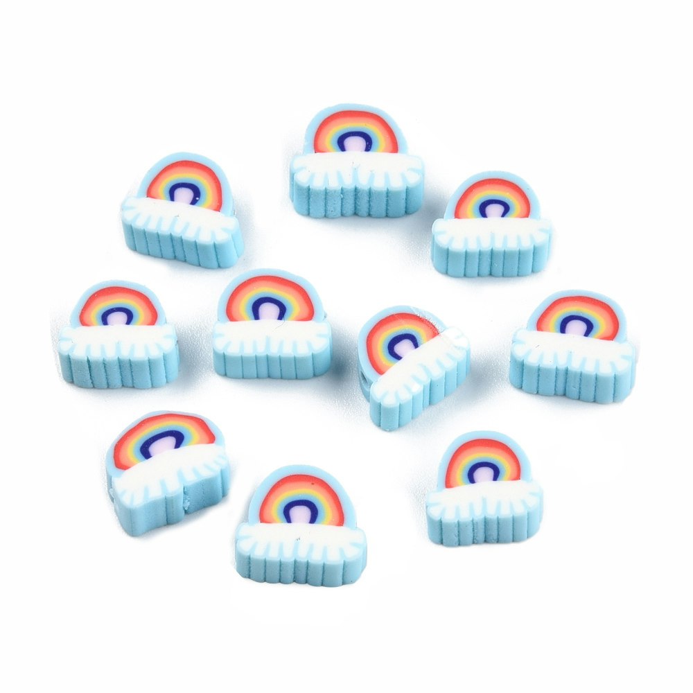 Polymerlerpärlor, Regnbåge, Sky Blue, 50 Stycken