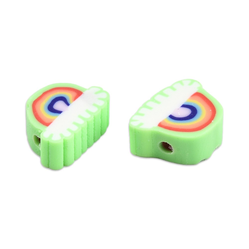 Polymerlerpärlor, Regnbåge, Light Green, 50 Stycken