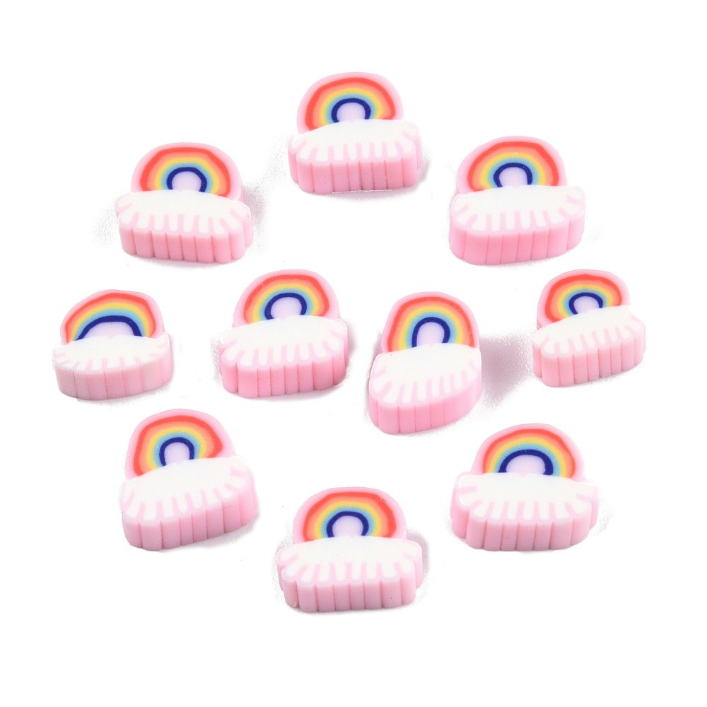 Polymerlerpärlor, Regnbåge, Pink, 50 Stycken