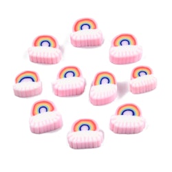 Polymerlerpärlor, Regnbåge, Pink, 50 Stycken