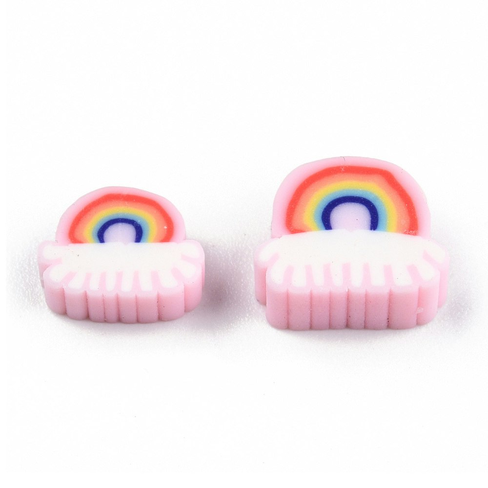 Polymerlerpärlor, Regnbåge, Pink, 50 Stycken