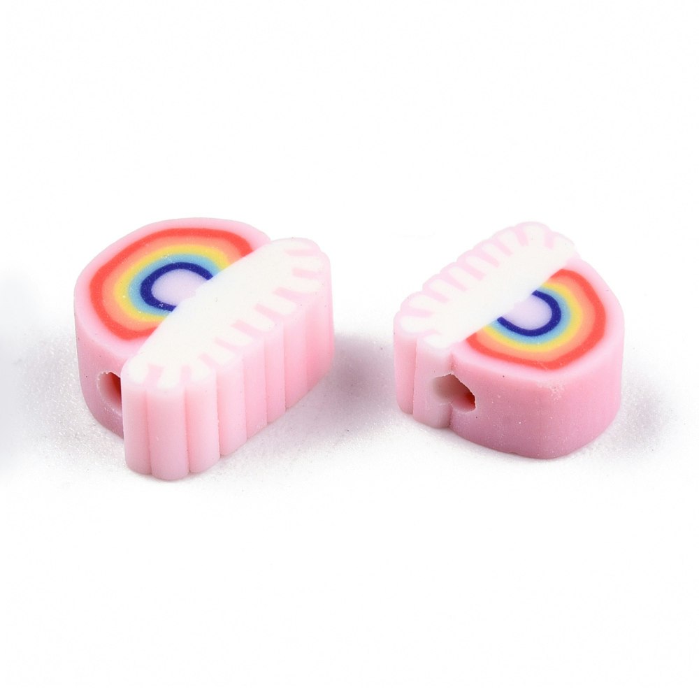 Polymerlerpärlor, Regnbåge, Pink, 50 Stycken