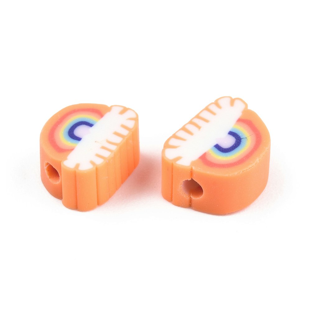 Polymerlerpärlor, Regnbåge, Coral, 50 Stycken