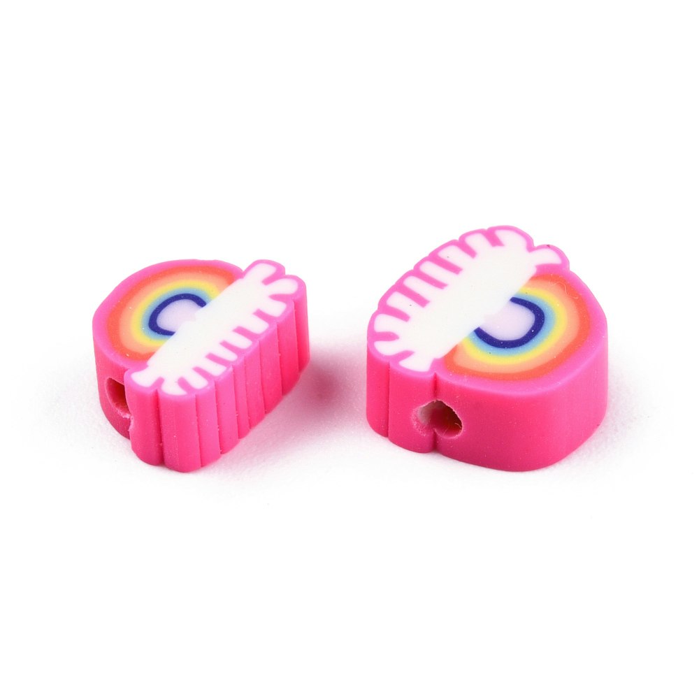 Polymerlerpärlor, Regnbåge, Deep Pink, 50 Stycken