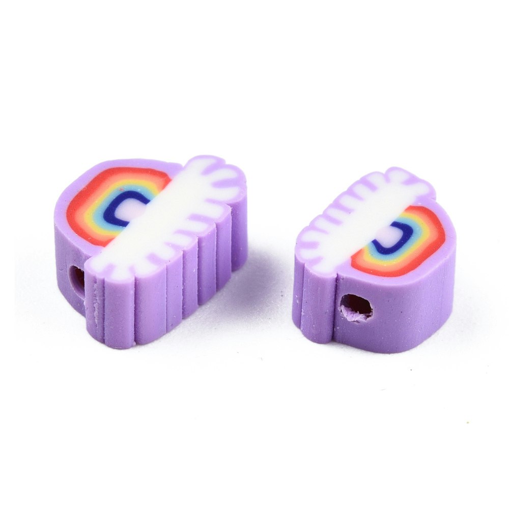 Polymerlerpärlor, Regnbåge, Medium Purple, 50 Stycken