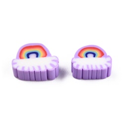 Polymerlerpärlor, Regnbåge, Medium Purple, 50 Stycken