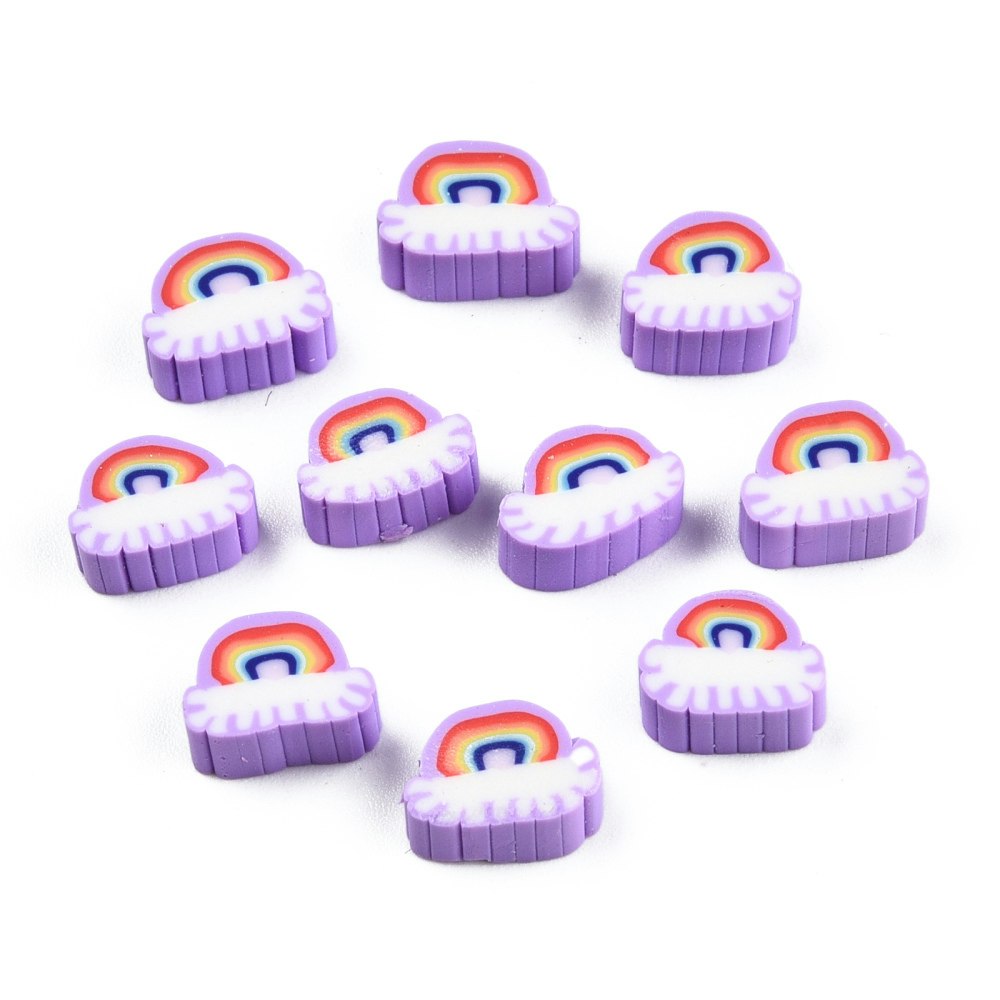 Polymerlerpärlor, Regnbåge, Medium Purple, 50 Stycken