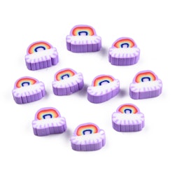 Polymerlerpärlor, Regnbåge, Medium Purple, 50 Stycken