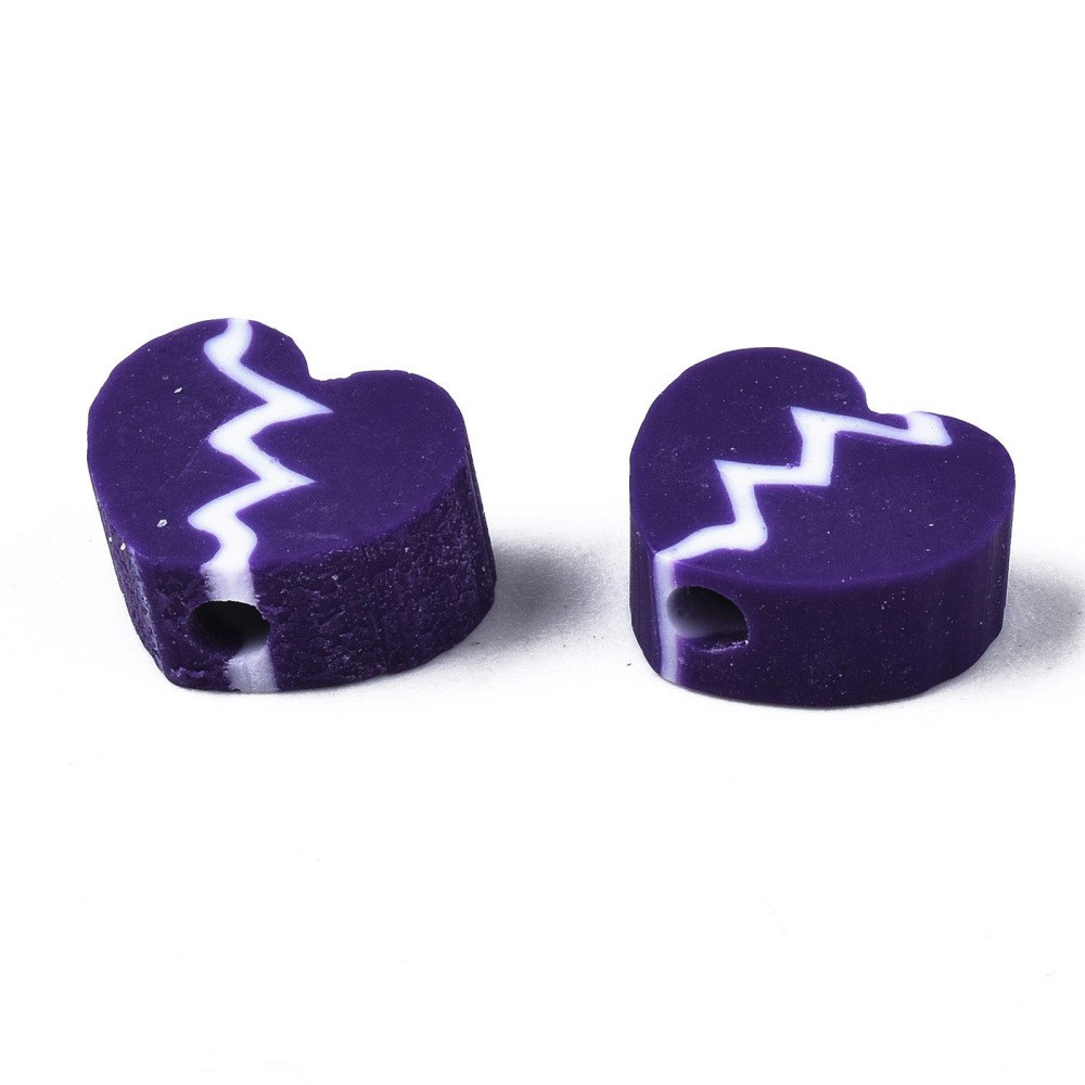 Polymerlerpärlor, Hjärtan, Indigo, 50 Stycken