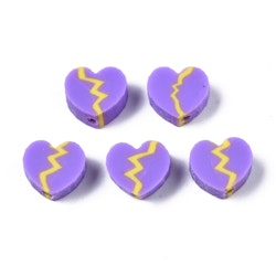 Polymerlerpärlor, Hjärtan, Lilac, 50 Stycken