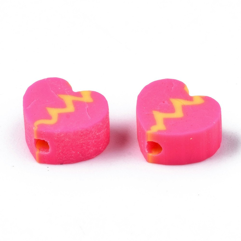 Polymerlerpärlor, Hjärtan, Hot Pink, 50 Stycken