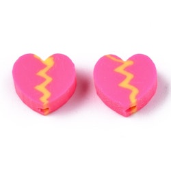 Polymerlerpärlor, Hjärtan, Hot Pink, 50 Stycken