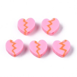 Polymerlerpärlor, Hjärtan, Pearl Pink, 50 Stycken