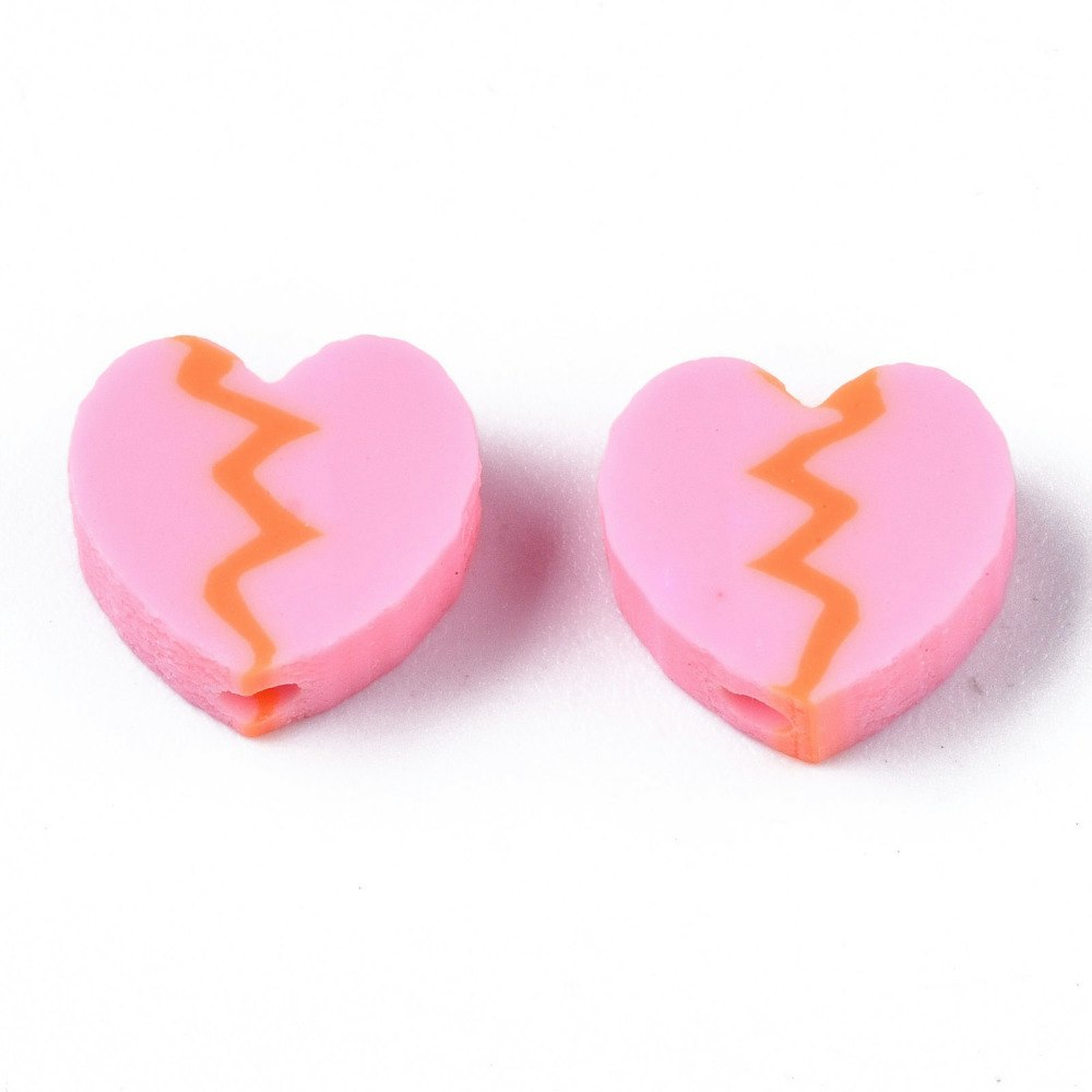 Polymerlerpärlor, Hjärtan, Pearl Pink, 50 Stycken