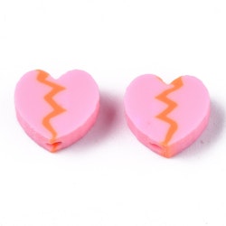Polymerlerpärlor, Hjärtan, Pearl Pink, 50 Stycken