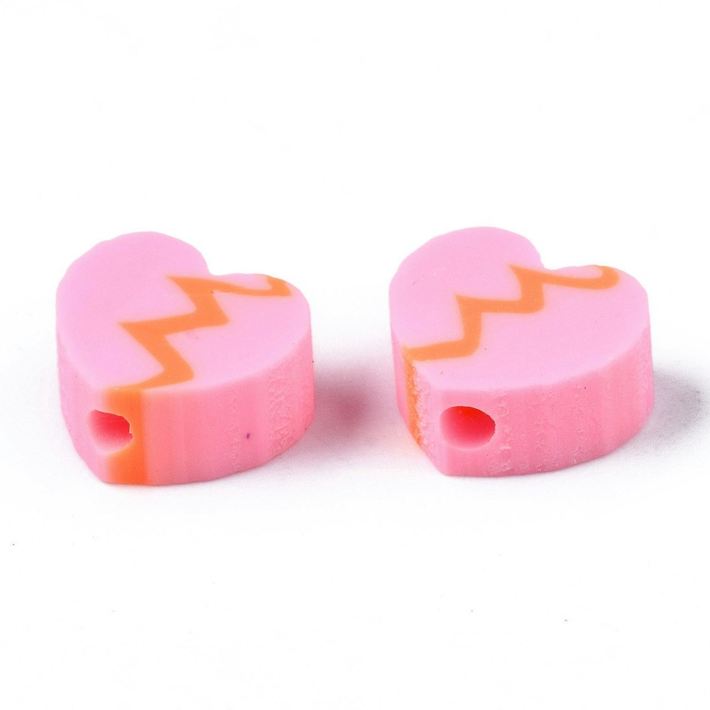 Polymerlerpärlor, Hjärtan, Pearl Pink, 50 Stycken